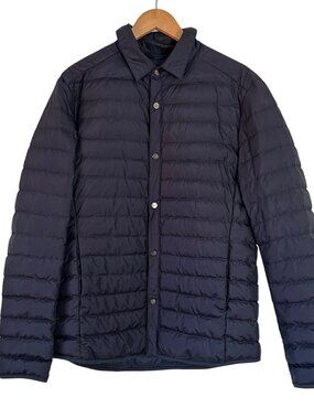 Salvatore Ferragamo Mens Navy Blue Quilted Jacket Sz 52 Silk & Goose Down